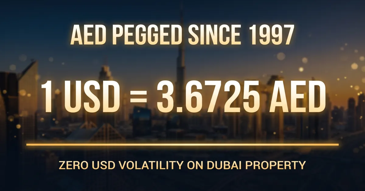 AED pegged to USD 3.6725 stability chart Dubai